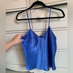 Vintage blue satin silky tank top